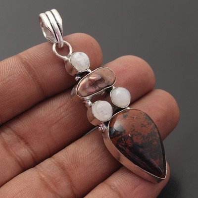 Mahagoni Obsidian Edelstein 925 Sterling Silber Handarbeit Anhänger Schmuck Geschenk für