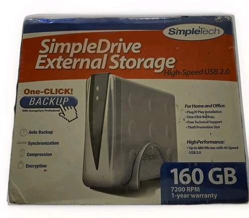 Simple Drive External Storage 160GB 7200 RPM Brand New Factory Sealed - 第 1/6 張圖片