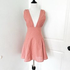 Zara Blush Pink Low Neckline Dress - Small