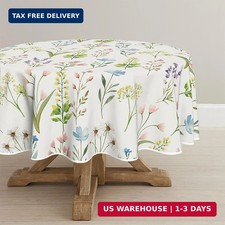 Horaldaily Spring Tablecloth 70 x 70 Inch Round Wildflowers Floral Herbs  Elega