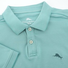 Tommy Bahama Men's Short Sleeve Polo Shirt Medium Teal Green Embroidered Logo