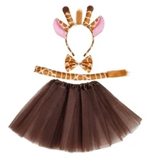 Marrywindix Khaki Giraffe Costume Tutu Set Animal Fancy Dress Costume Kit 