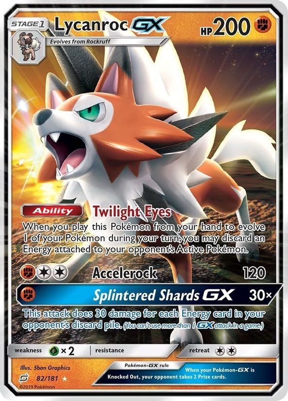 Lycanroc GX - 82/181 - Pokemon Team Up Sun & Moon Ultra Rare Card NM