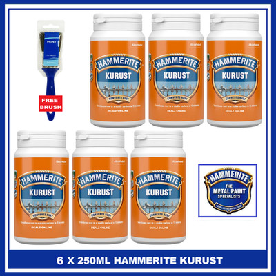 Hammerite Kurust Metall Rostumwandler Entferner Reiniger 250ml x 6 ** GRATIS BÜRSTE **