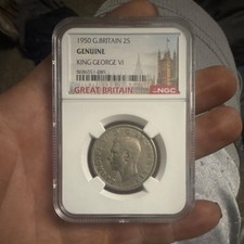 1950 England Florin Two Shillings King George VI NGC Genuine 8686551-089