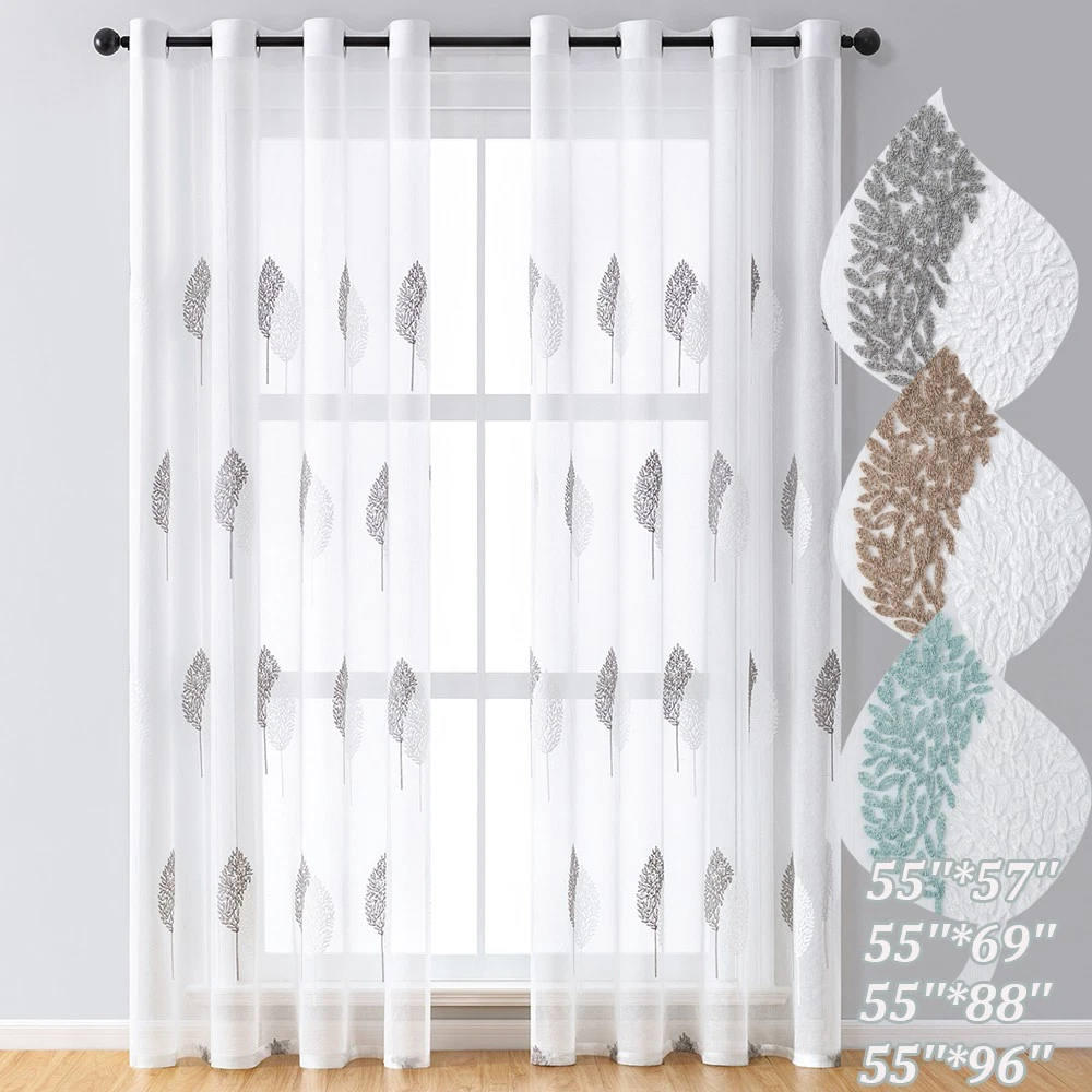Pair Embroidered Leave Curtains Eyelet Voile Sheer Curtains White Valances Party
Opens in a new wind