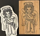 Theta Ci’mon African American Black Angel Cherub With Halo Rubber Stamp RARE