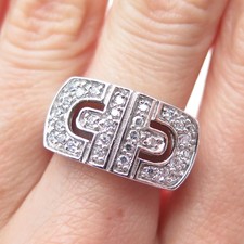 925 Sterling Silver Vintage Round-Cut C Z Modernist Ring Size 8