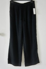 NWT SPLENDID Wide Leg Linen Blend Drawstring Waist Pants Black Size XS RT. 158