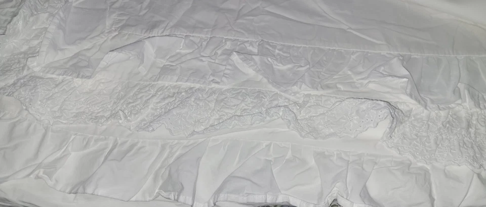 Просто потертый шик полный королева пододеяльник белый юбки кружева оборки 82 x 90 - Изображение 4 из 4