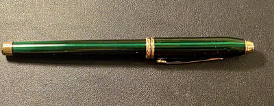 NOS Cross Translucent Green/Gold Fountain Pen 14K M Nib Gold Never Inked
