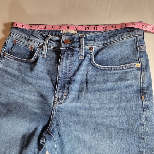 Madewell Womens Mid-Rise Kick Out Flare Raw-Hem Blue Cotton Blend Jeans Size 30 - Picture 6 of 11