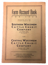 1940 Farm Account Book Southern Central Wisconsin Cattle Credit Company  JK1