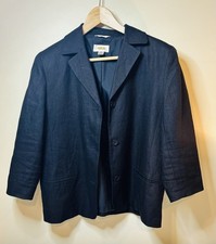 Talbots Irish Linen Black Blazer 3/4 Sleeves Size 10 Classic