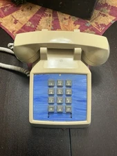 Vintage ITT Desktop Push Button Telephone Beige Landline Phone