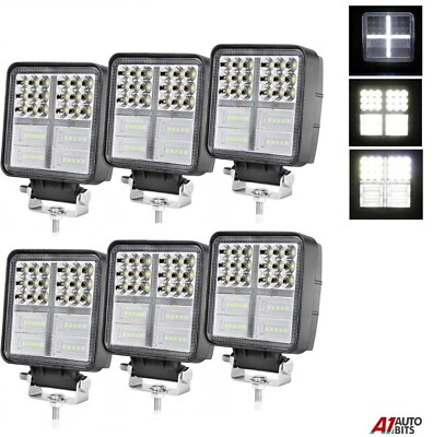 6x 162W Quadratisch LED 12V 24V Arbeitsstrahler Flutlicht DRL Leuchten Lampen Off-Road LKW