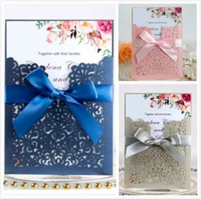 10pcs Laser Cut Party Invitations Cards Birthday Wedding Engagement Bridal Bride