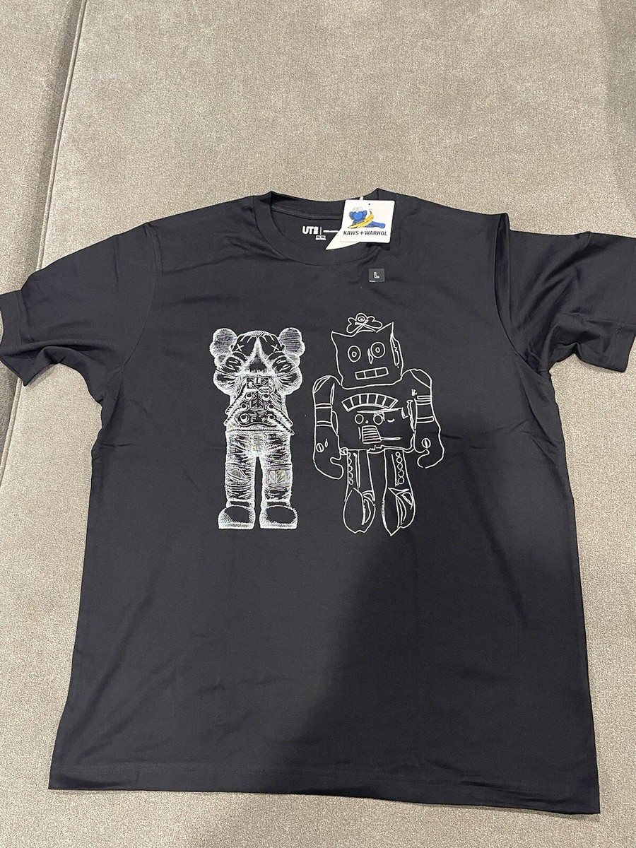 Uniqlo Kaws x Andy Warhol T-shirt Black Graphic Tee New with
