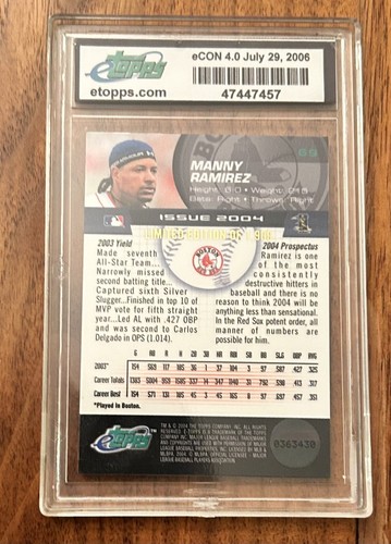 2004 E-Topps Baseball E-convention MANNY RAMIREZ #/5 - Picture 2 of 2