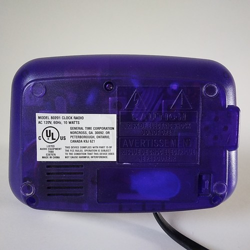 Westclox Model: 80201 Radio Alarm Clock-Easy Set-AM/FM-Purple-Tested Working - Picture 11 of 13