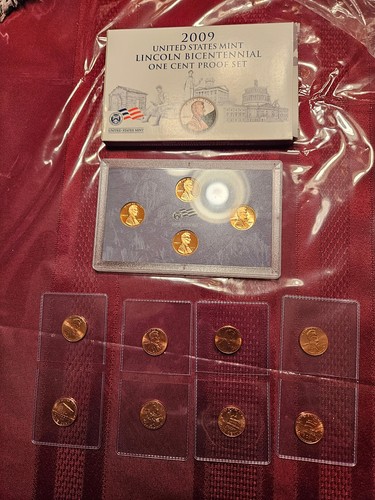 2009 Komplettsatz 12 Münzen Lincoln Bicentennial Cent Penny P, D S aus Münzrollen