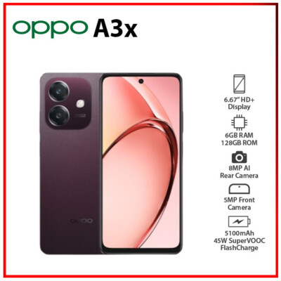 (Unlocked) OPPO A3x 6GB+128GB RED Global Ver. Dual SIM Android Cell Phone