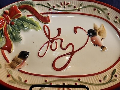 Fitz & Floyd Handcrafted Santa's Forest Friends Tray, NIB, Serving Dish 