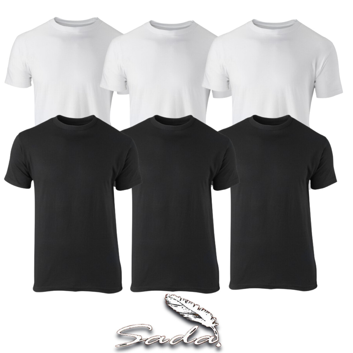 SADA T-Shirt Crew-Neck (6pc) Short-sleeve 100% Cotton | eBay