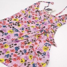 Miken Swim Cover-Up Womens XS Tie-Front Faux-Wrap Dress Orchid Bouquet Tea Rose