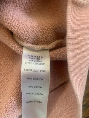 FRAME Denim Melrose Pink Hoodie Womens L | eBay