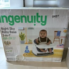 Ingenuity Baby Base 2-in-1 Booster Feeding and Floor Seat with Self-Storing Tray