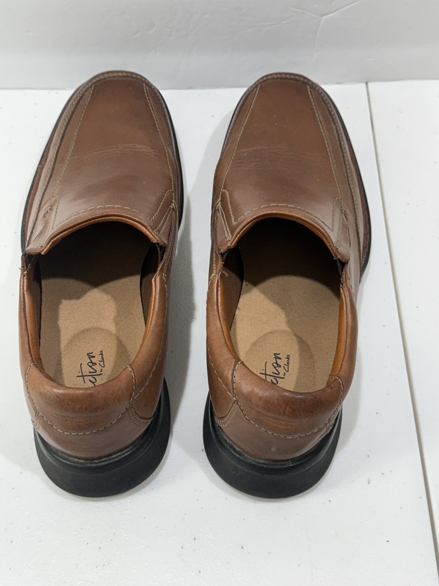 Clarks Mens Size 11 Doby Brown Leather Double Gore Slip-On Loafers Casual Shoes Clarks Mens Gessler Step Brown Leather Casual Loafer Shoes  main image 2