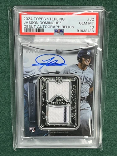 JASSON DOMINGUEZ PSA 10 2024 TOPPS STERLING ROOKIE DEBUT DUAL PATCH AUTO 3/25🔥
