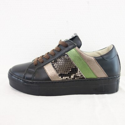 MELINE Sneaker Damen Schwarz Neu Sportschuhe Low Top Echt Leder MLN