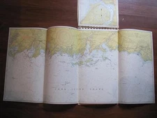 1962 New Haven Harbor To Throos Neck Boat Chart 3 Foldout Maps LI Sound NY/CT