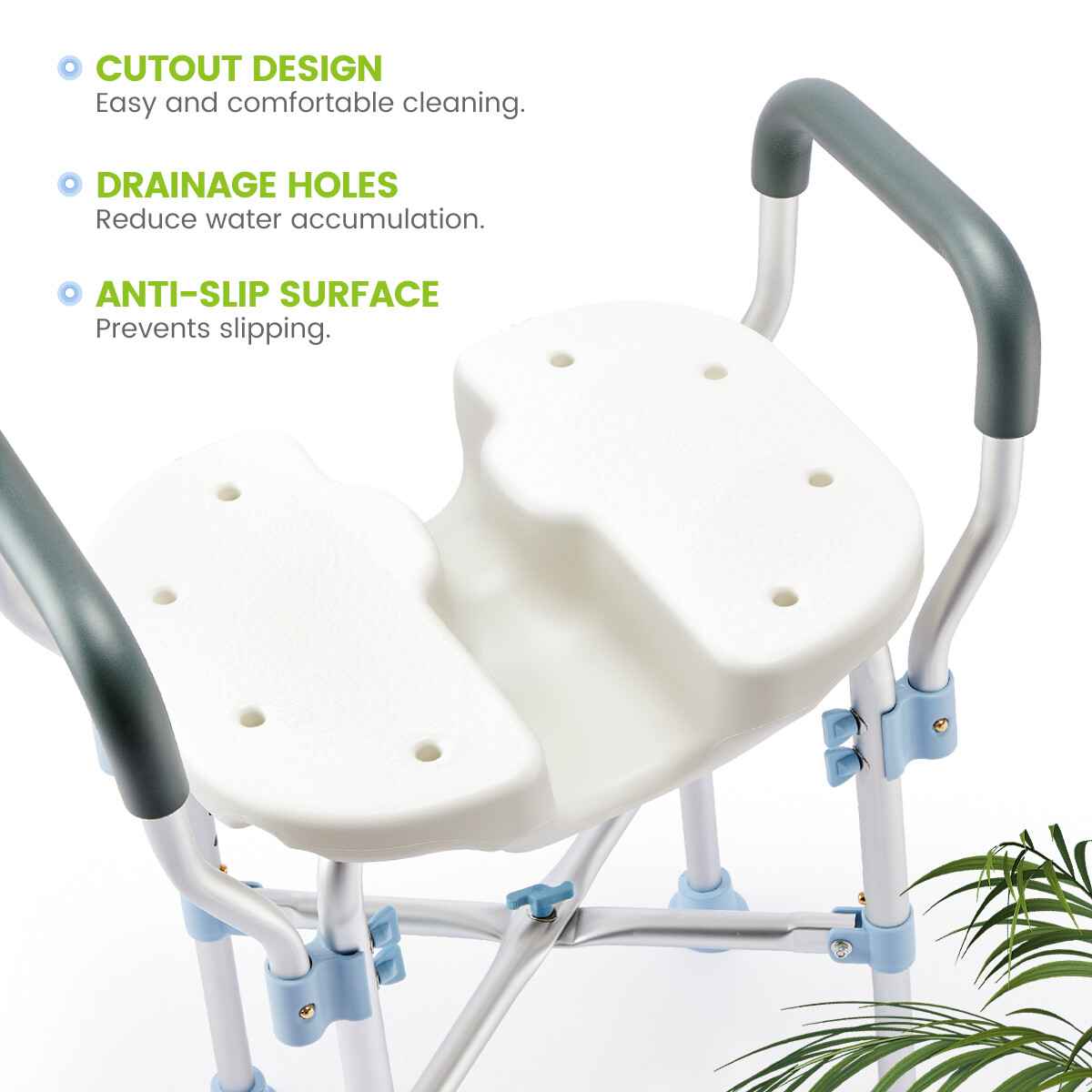 OasisSpace Bath Seat Shower Chair with Removable Arms Bathroom Bathtub