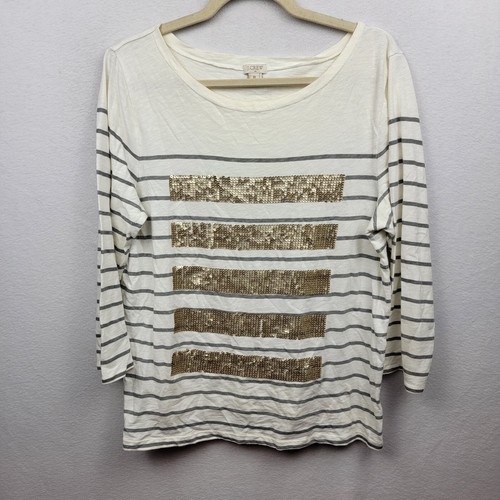 J.Crew Factory Store Women Ivory Long Sleeve T-Shirt XL
