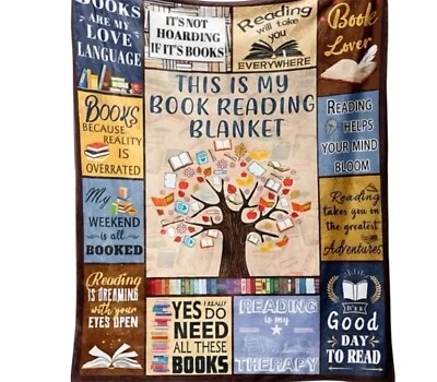 ETH GLOBAL Book Lovers Blanket, Book Reading Librarian Blanket, 150cm x 200cm Large BN