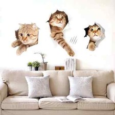 3D 11 Cat Home Art D cor Bath Kitchen Wall Fridge Toilet Lid Vinyl Sticker Decal