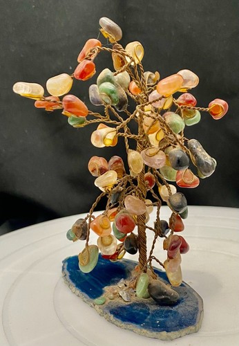 HERMOSO ÁRBOL NATURAL DE LA VIDA DE COLECCIÓN, PIEDRA DE CRISTAL DE AMATISTA ÁGATA c1970 en muy buena condición - Imagen 2 de 3