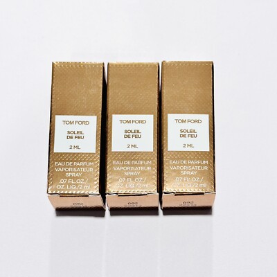 3 x Tom Ford Soleil De Feu Eau De Parfum EDP Sample Spray 2ml each