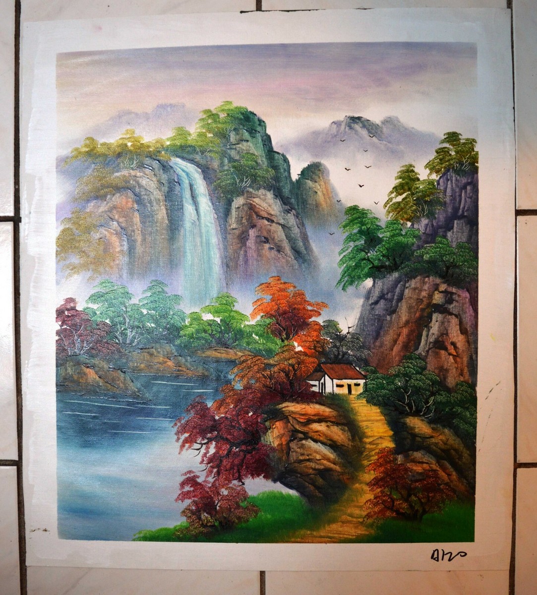 MOUNTAIN WATERFALL RIVER HOUSE LANDSCAPE VIEW 24