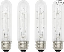 Light Bulbs 25T10/CL - 25 Watt Clear Tubular Standard E26 Medium Base -4 PCS