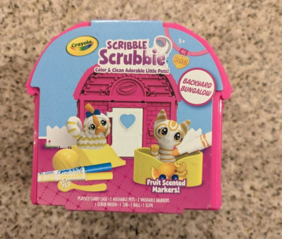 NEW CRAYOLA SCRIBBLE SCRUBBIE PETS BACKYARD BUNGALOW w/ FRUIT SCENTED MARKERS