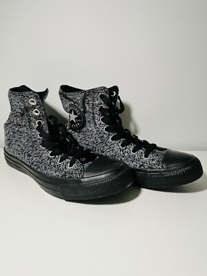 CONVERSE CHUCK TAYLOR SCRUNCH COLLAR BLACK REFLECTIVE & WHITE HIGH TOP NWB SZ 8