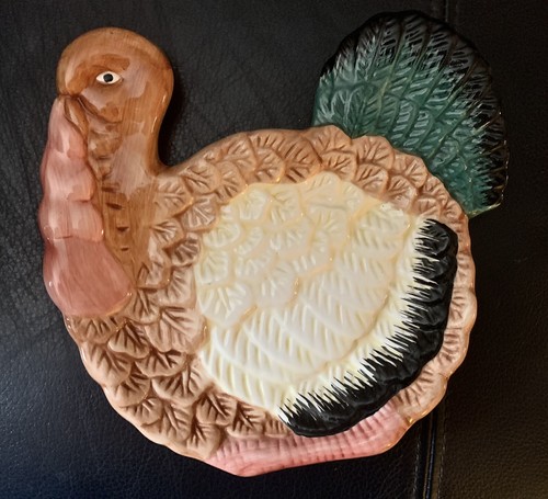 Thanksgiving Turkey Plates WCL Set Of 3 Dessert Hors d'oeuvre Display 7.25 x 7” - Picture 2 of 5