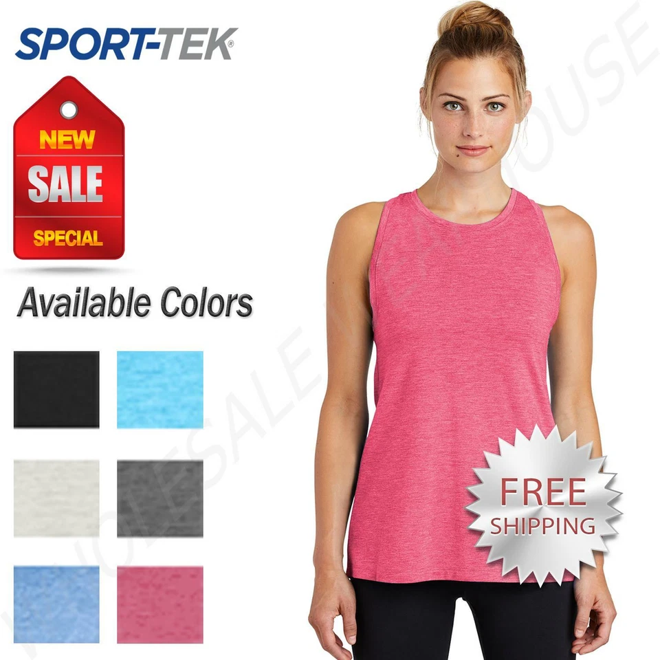 Sport-Tek Womens Racerback Tri-Blend Moisture Wicking Workout Tank Top M-LST402