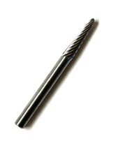 SL-42 CARBIDE BURR TAPER RADIUS SINGLE CUT  1/8 X 1/2 X 1/8 SHANK  HTC 70213 USA