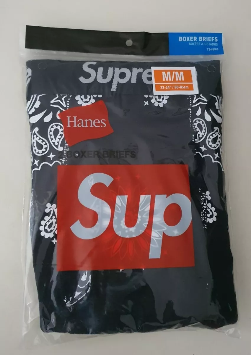 FW22 Supreme Hanes bandana boxer briefs (2pack) black M medium New Underwear