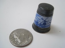 Delft Blue Sterling Thimble Windmills